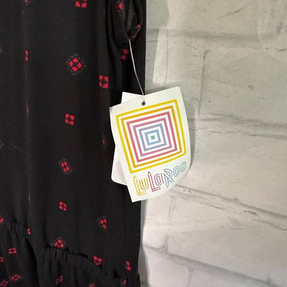 LulaRoe Black Sleeveless Dress with Red Designs, Large, NWT - Picture 5 of 7
